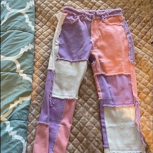 Medium (10) Purple and pink patch work jeans NWT